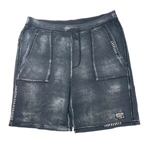 Y2K Affliction Sweat Shorts Men's XL Charcoal 10" Inseam Patches Distressed USA